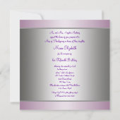Invitation Quinze ans Rose Violet (Dos)