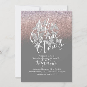 Invitation Quinze Papillons Faux Brillants Argent Anniversair