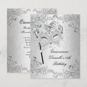 Invitation Quinzième Anniversaire Argent Masquerade