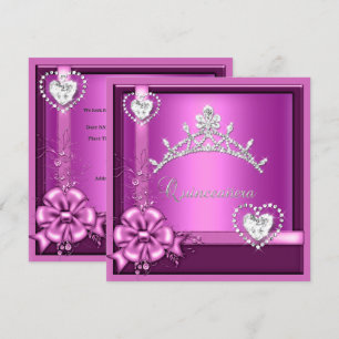 Invitation Quinzième anniversaire de Quinceanera Rose Argent