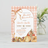 Invitation Quirk En vichy Plaid Bow Citrouille Bridal Brunch (Debout devant)