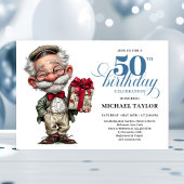 Invitation Quirky Cartoon Man 50th Birthday Humor Invite