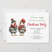 Invitation Quirky Chickens Festive Editable Christmas Invite (Devant)