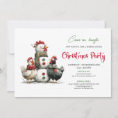 Invitation Quirky Chickens Hand Drawn Holiday Celebration  (Devant)