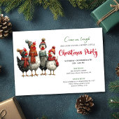 Invitation Quirky Chickens Watercolor Christmas Party Invites