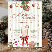 Invitation Quirky Christmas Mistletoe and Mimosas