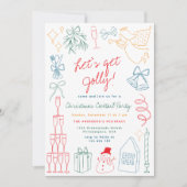 Invitation Quirky Colorful Christmas Cocktail Party Doodle (Devant)