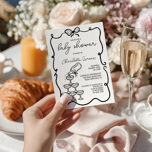 Invitation Quirky Drinks Tower Coquette Bow Baby Shower