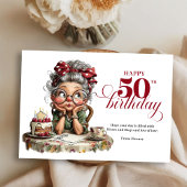 Invitation Quirky fun 50 lady greeting whimsical birthday