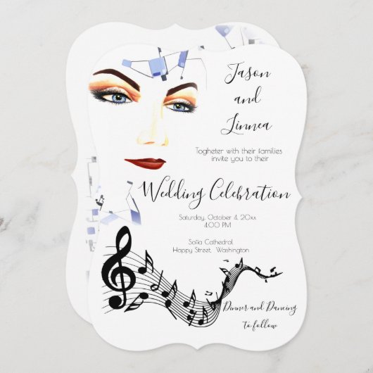 Invitation Quirky Funky Boho Creative (Devant / Derrière)