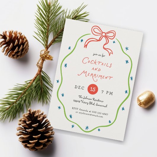 Invitation Quirky Handdrawn Doodles Festive Cocktail Party