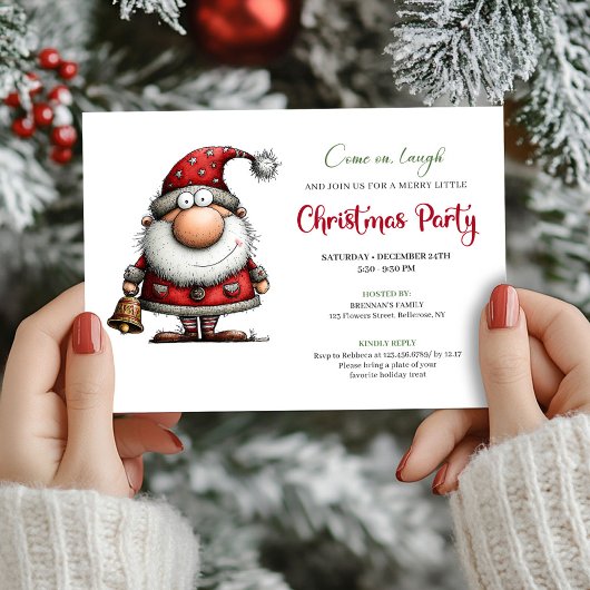 Invitation Quirky Minimalist Santa Holiday Celebration Card