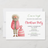 Invitation Quirky pink santa minimalist Christmas party (Devant)