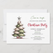 Invitation Quirky red green tree minimalist Christmas card (Devant)