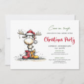 Invitation Quirky Reindeer Festive Red Green Party Invite (Devant)