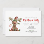 Invitation Quirky Reindeer Festive Watercolor Party Invites (Devant)