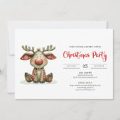 Invitation Quirky Reindeer modern watercolor Christmas invite (Devant)