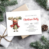 Invitation Quirky Reindeer Watercolor Kids Celebration Invite