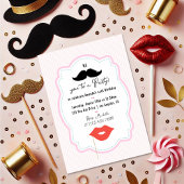 Invitation Quirky Rose Retro Mustache Party