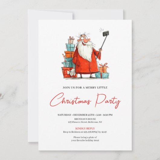 Invitation Quirky Santa Claus Editable Christmas Party Invite (Devant)