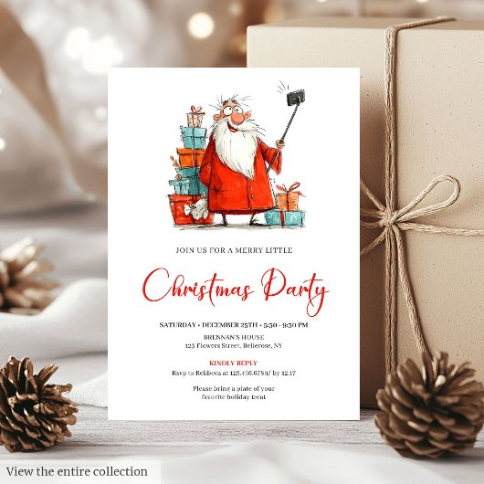 Invitation Quirky Santa Claus Editable Christmas Party Invite