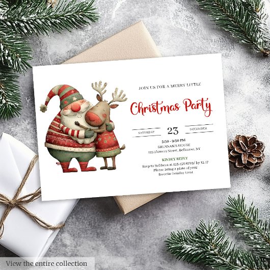 Invitation Quirky Santa Claus Watercolor Editable Kids Party