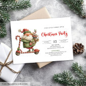 Invitation Quirky Santa Watercolor Scandinavian Party Invites