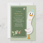 Invitation Quirky Silly Goose Kids 1ère fête d'anniversaire (Devant)