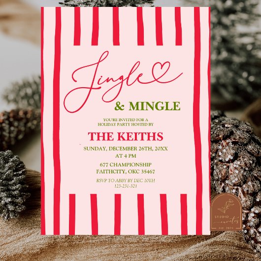 Invitation Quirky Stripes Modern Christmas Party 
