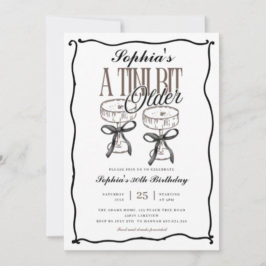 Invitation Quirky Tini Bit Ancien Espresso Martini Anniversai (Devant)