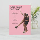 Invitation Quirky Unique Modern Minimalist Pink Photo Wedding (Debout devant)