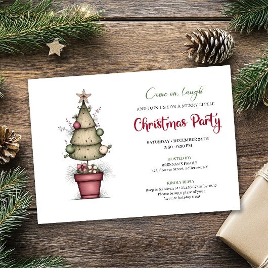 Invitation Quirky watercolor tree chic Christmas celebration