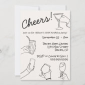 Invitation Quirky Whimsical Hand Drake Cheers Party (Devant)