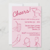 Invitation Quirky Whimsical Hand Drake Cheers Party (Devant)