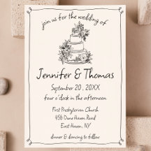 Quirky Whimsical Main Drake Cake Doodle Mariage