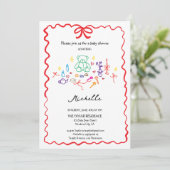 Invitation Quirky Whimsical Main tiré Baby shower Doodle (Debout devant)