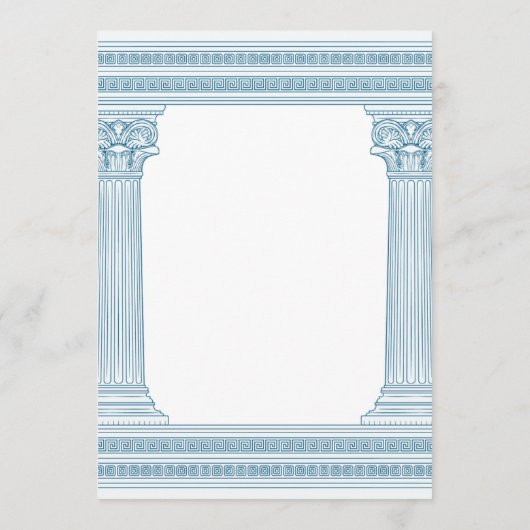 Invitation Quiz de fête avec temple grec en bleu (Dos)