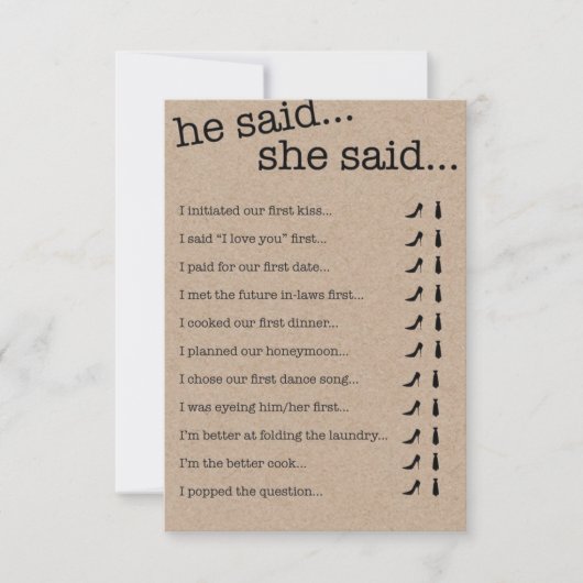 Invitation Quiz de la douche nuptiale (Devant)