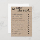 Invitation Quiz de la douche nuptiale (Devant / Derrière)