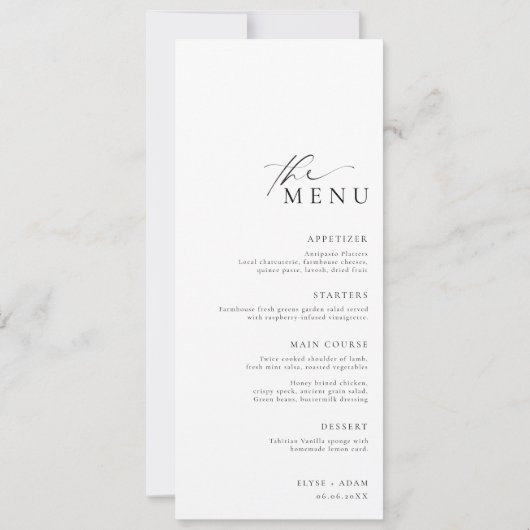Invitation Quiz Mariage minimaliste Ellesmere et (Dos)