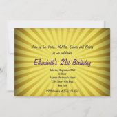 Invitation Quiz Nuit AnniversaireTrivia Party Jaune Sunburst (Dos)