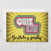 Invitation Quiz Nuit AnniversaireTrivia Party on Yellow Sunra (Devant)
