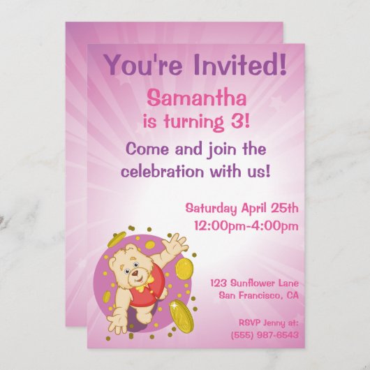 Invitation Quizzy Bear (Devant / Derrière)