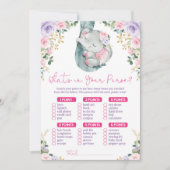 Invitation Qu'y a-t-il dans votre jeu Baby shower Eléphant Pu (Devant)