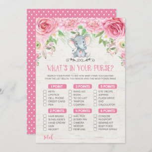 Invitation Qu'y a-t-il dans votre jeu Baby shower Eléphant Pu