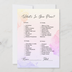 Invitation Qu'y a-t-il dans votre purse Fête des mariées rose