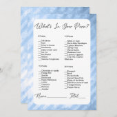 Invitation Qu'y a-t-il dans votre sac Bleu Fête des mariées (Devant / Derrière)