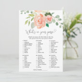 Invitation Qu'y a-t-il dans votre sac de douche nuptiale (Debout devant)