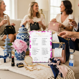 Invitation Qu'y a-t-il dans votre sac ? Jeu Rose pour Shower 