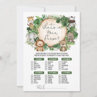 Qu'y a-t-il dans votre sac Jungle Baby shower Game